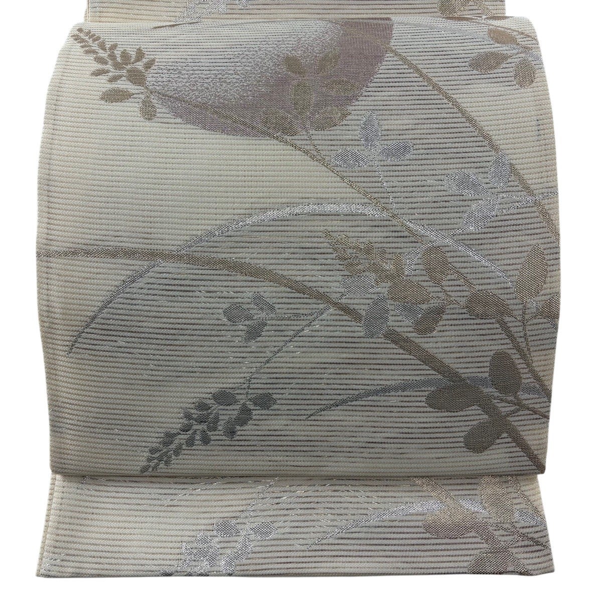 50%OFF 名古屋帯 秀品 落款あり 夏帯 夏紬地 ススキ ベージュ 正絹 K50
