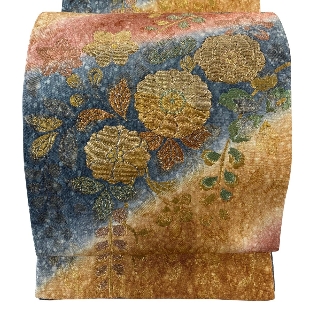 美品】 名古屋帯 逸品 大脇一心 落款あり 辻が花 霞 青灰色 正絹｜中古