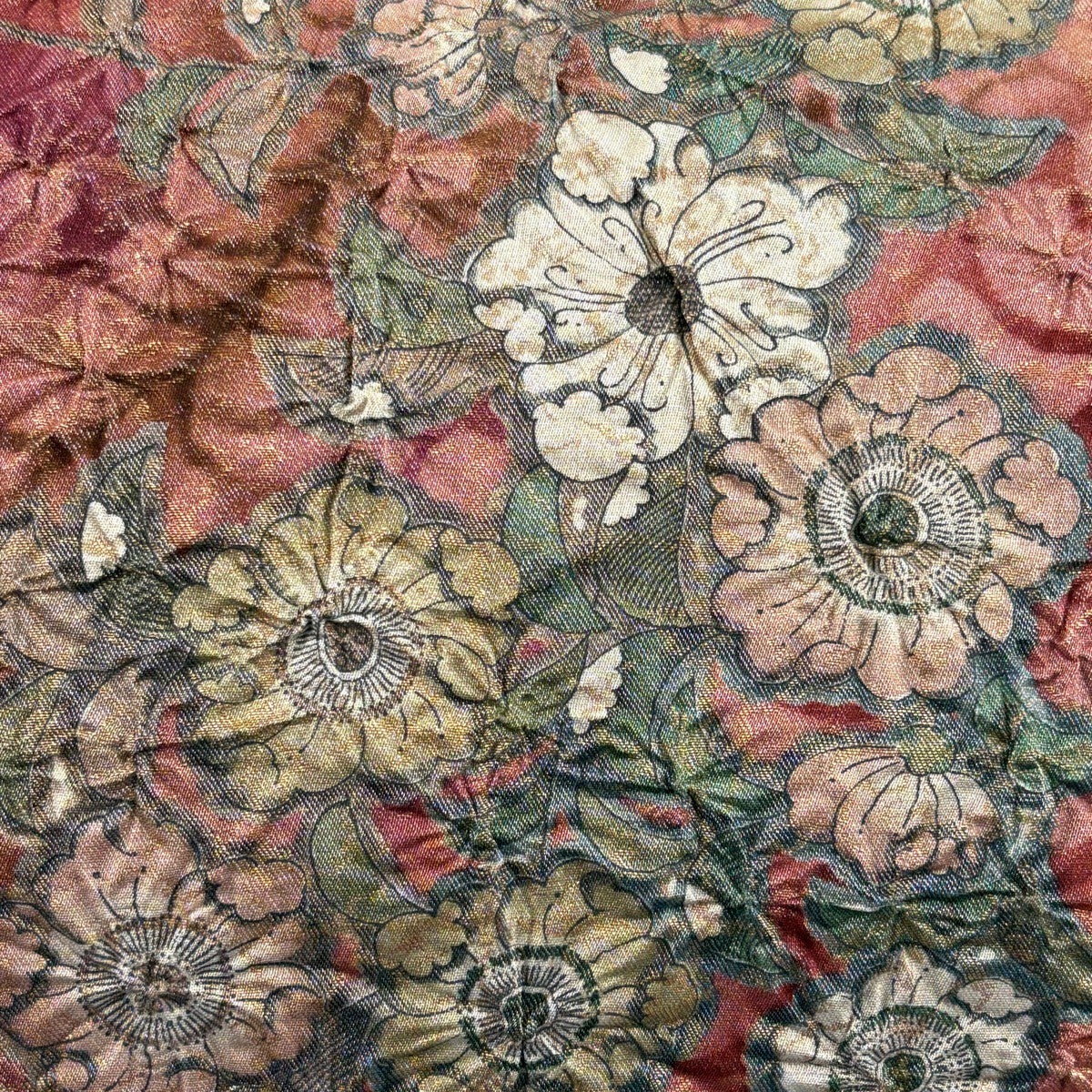 特選品■作家物落款有■辻が花名古屋帯■お太鼓柄◆正絹着物◆NM10-10》 袋帯 秀品 落款あり 辻が花 金通し ぼかし 灰緑 お太鼓柄 正絹｜中古