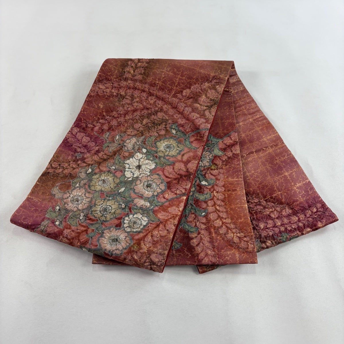 未使用品 袋帯 茶屋辻 お太鼓柄 銀彩  早い者勝ち☆ 袋帯 美品 逸品 久保田一竹工房 落款 辻が花 金通し 薄緑 お太鼓柄