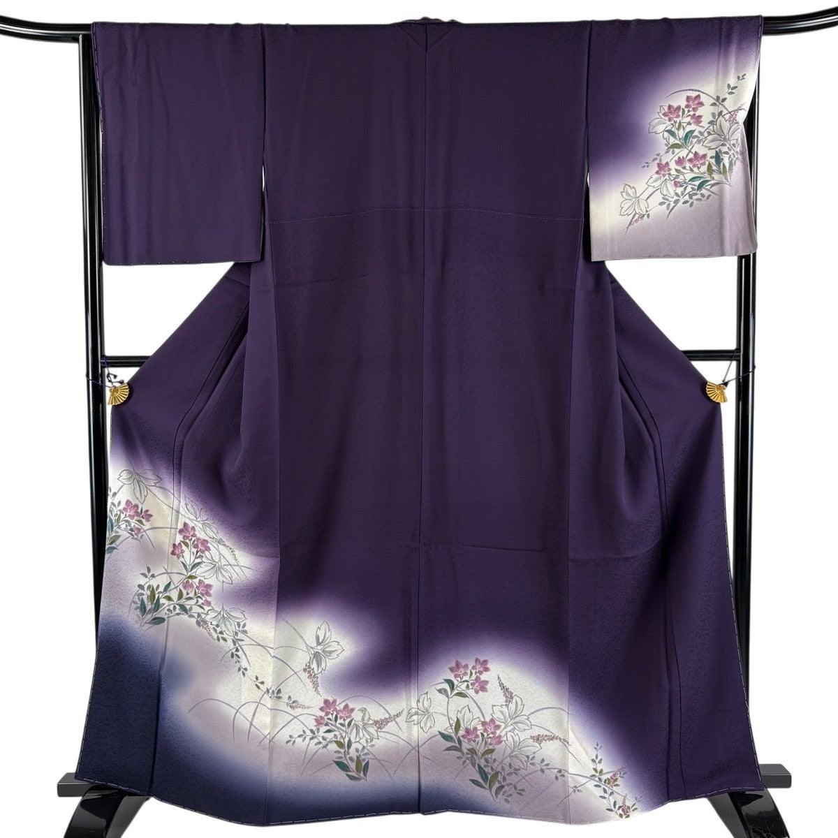 振袖 身丈167.5cm 裄丈67cm M 袷 草花 金彩 ぼかし 青紫 正絹 秀品