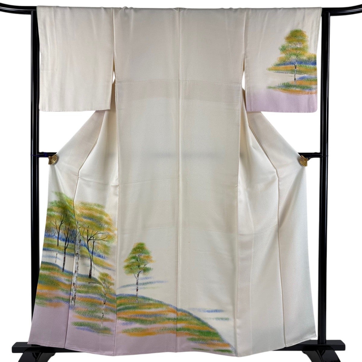 訪問着 名品 身丈159.5cm 裄丈64.5cm 正絹 【中古】 訪問着 身丈159.5cm 裄丈64.5cm M 袷 落款あり 華文 向かい鳥 螺鈿