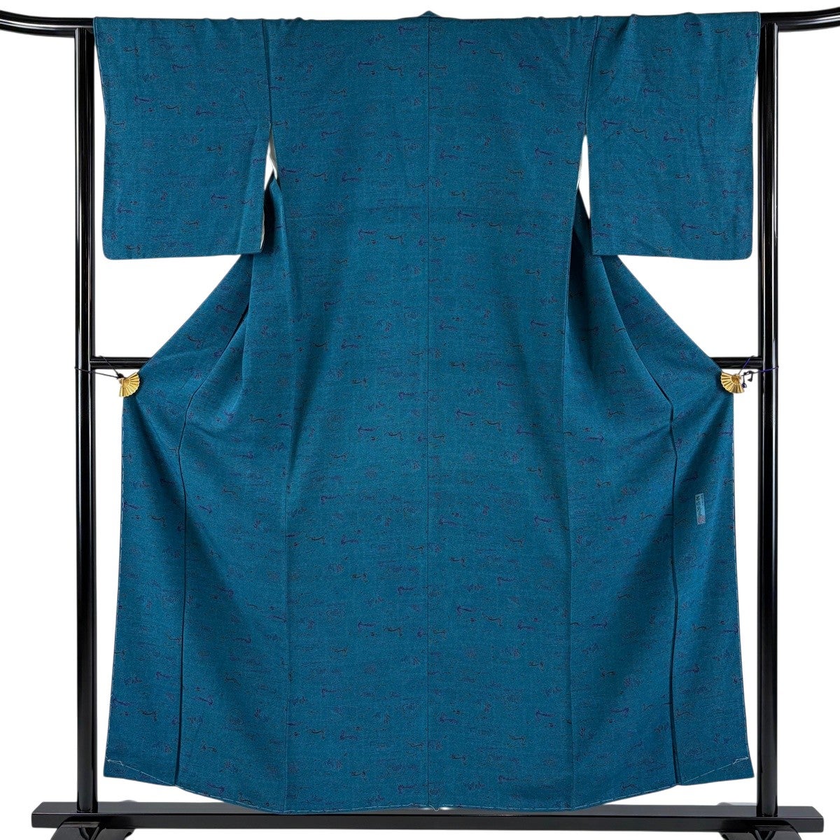 【美品】 小紋 身丈154cm 裄丈62.5cm 正絹 名品 【中古】 小紋 身丈154.5cm 裄丈62.5cm S 袷 総絞り 黒 正絹 名品｜中古・古着