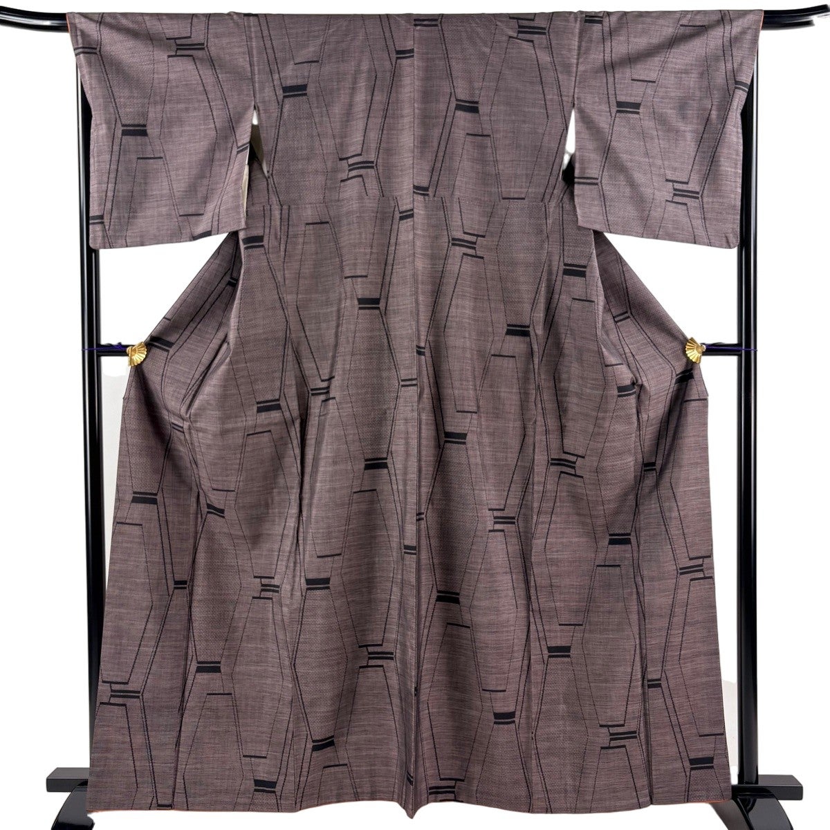 紬 身丈153cm 裄丈60.5cm 正絹 逸品 【中古】 紬 身丈165.5cm 裄丈66cm M 袷 志村ふくみ 段縞 茜色 正絹 逸品｜中古
