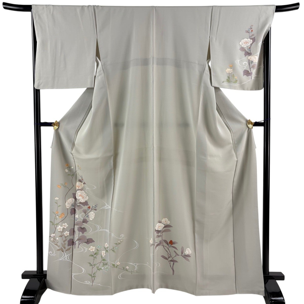 訪問着 身丈169.5cm 裄丈68.5cm L 袷 やまと 笹 竹 金彩 ベージュ 正絹