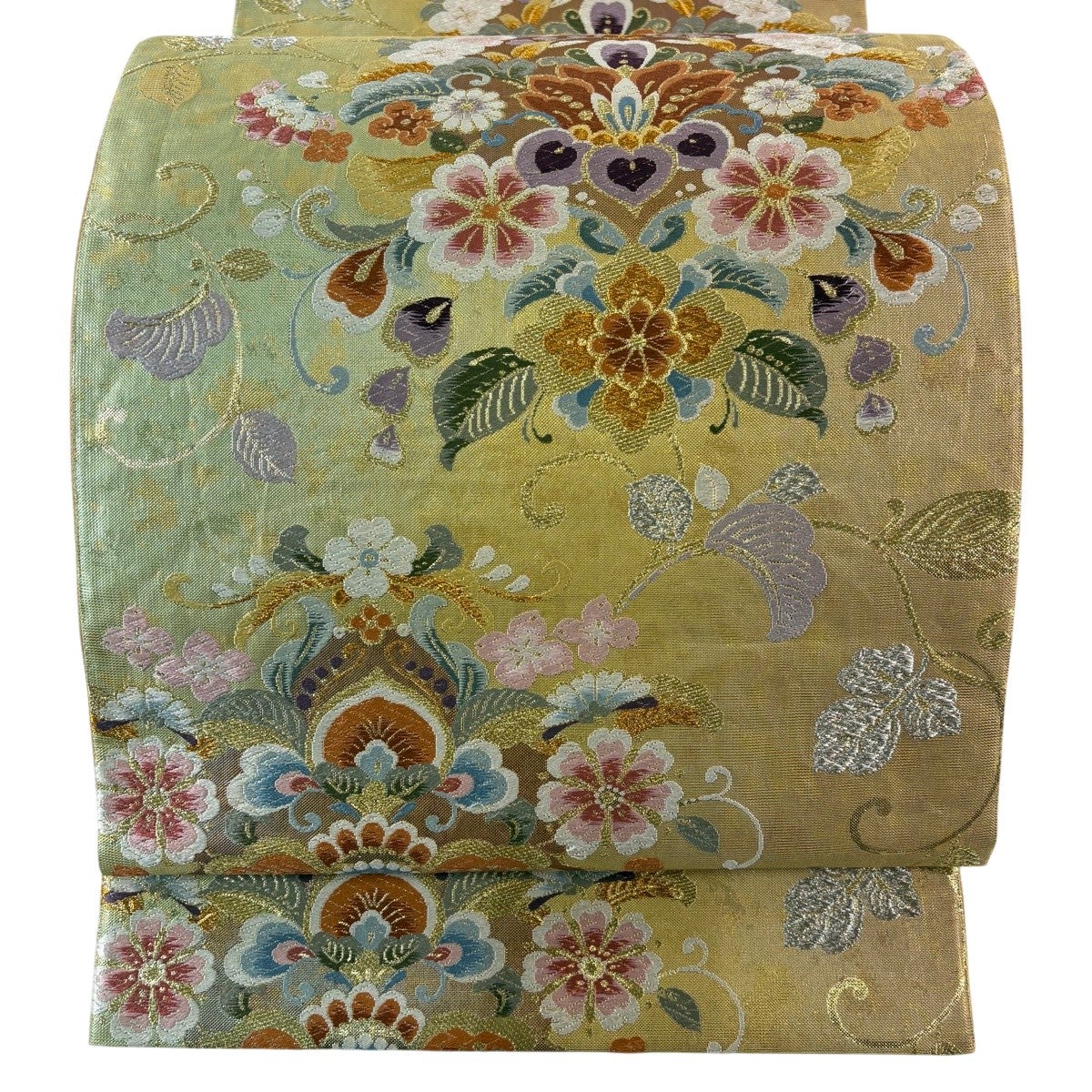 袋帯 秀品 桜 華文 金銀糸 箔 銀色 六通 正絹｜中古・古着・リサイクル