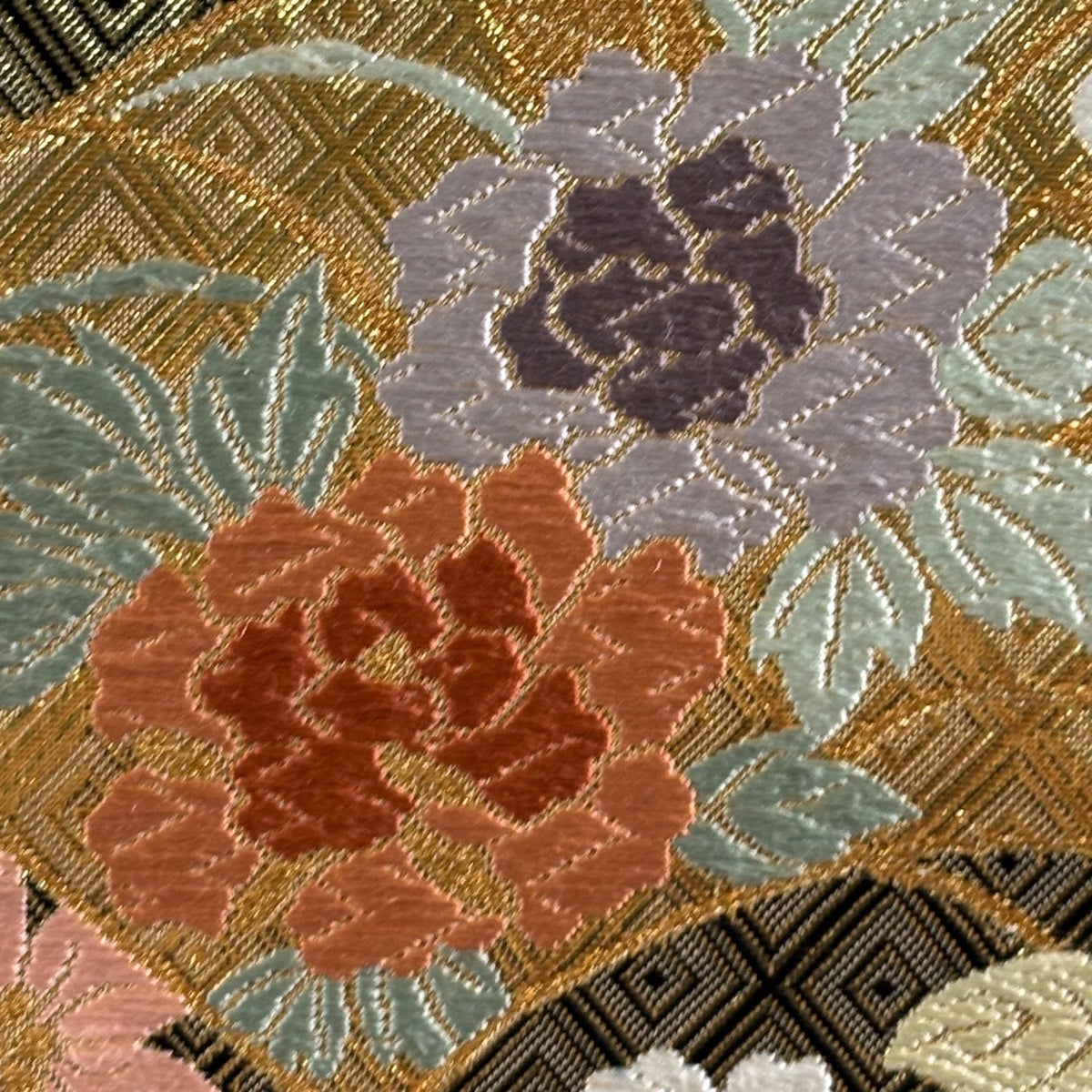50%OFF 袋帯 秀品 扇面 桜 金糸 箔 金色 六通 正絹 K50｜中古・古着