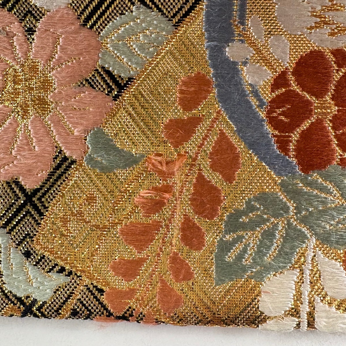 50%OFF 袋帯 秀品 扇面 桜 金糸 箔 金色 六通 正絹 K50｜中古・古着