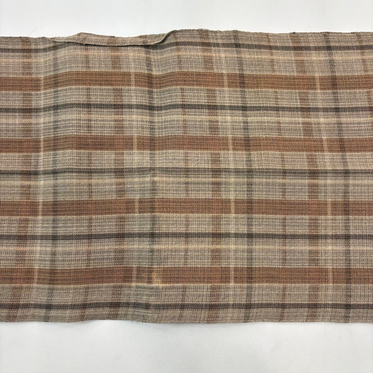 名古屋帯 逸品 八寸名古屋帯 松葉仕立て しな布 夏帯 格子 茶色 正絹