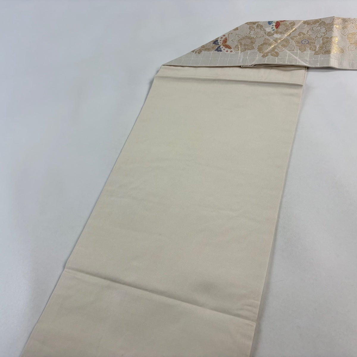 30%OFF 名古屋帯 優品 蝶 草花 箔 ベージュ 正絹 K30｜中古・古着