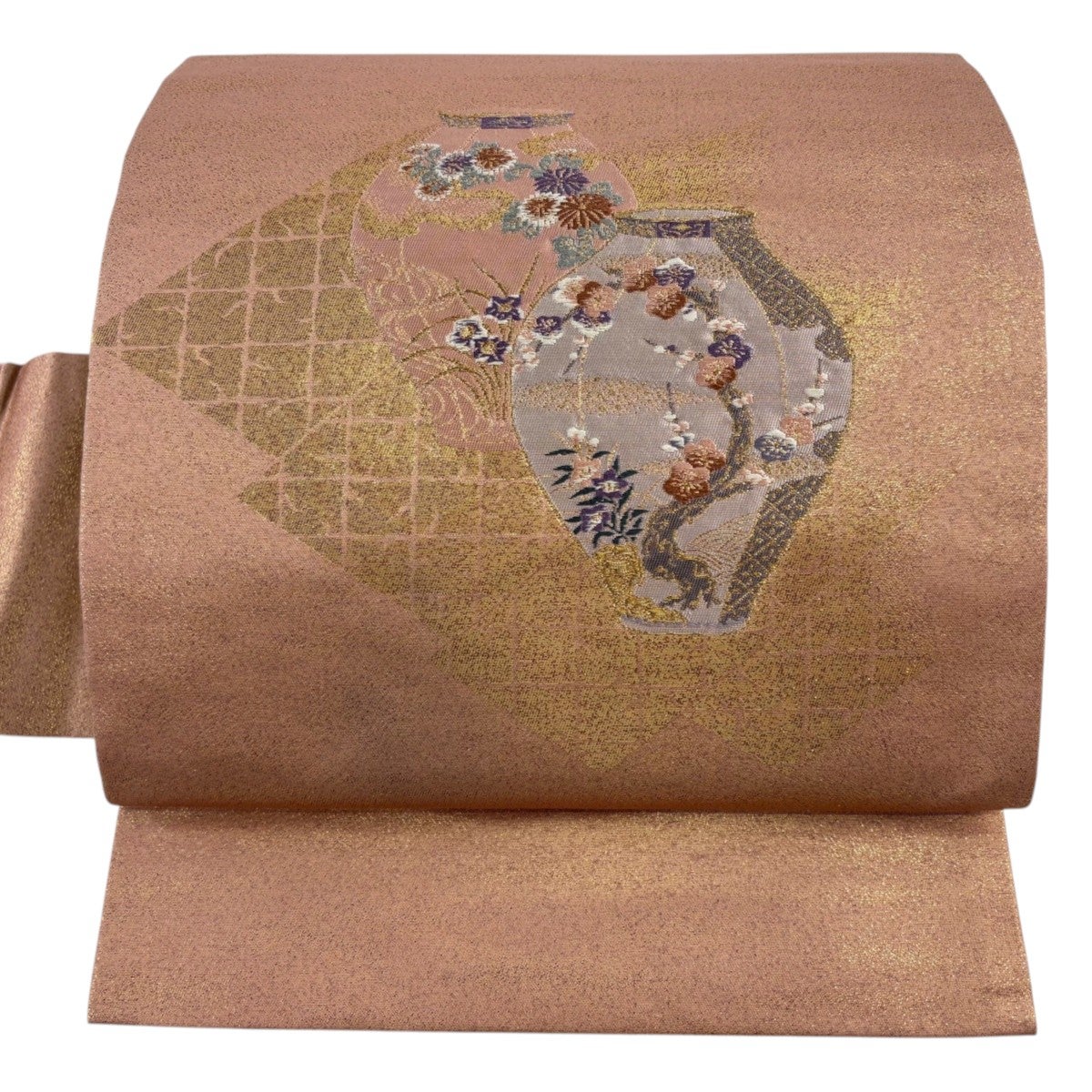 美品】 名古屋帯 秀品 紬地 文字文 器物 ベージュ 正絹｜中古・古着 