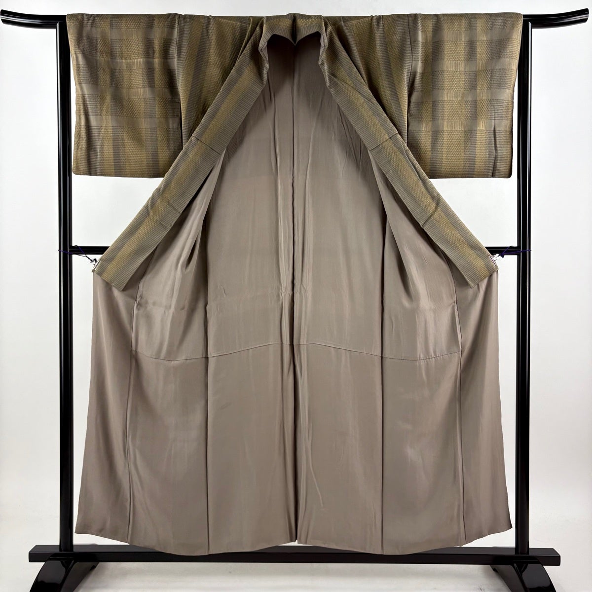 【美品】 付下げ 身丈155cm 裄丈62.5cm 正絹 逸品 【中古】 美品】 付下げ 身丈155cm 裄丈63.5cm S 袷 格子 幾何学模様 金糸