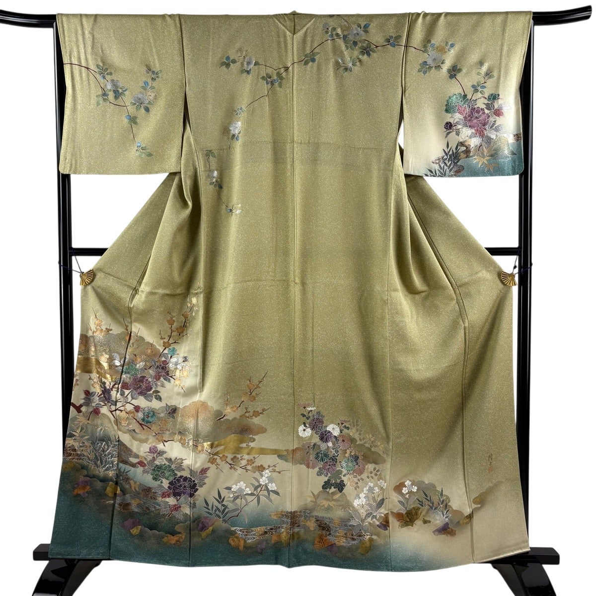「縁」154ｃｍ～160ｃｍ 一越地 藤色 小紋 正絹 Ｂ９９０ 縁」154cm～160cm 一越地 藤色 小紋 正絹 B990の通販 by 縁's