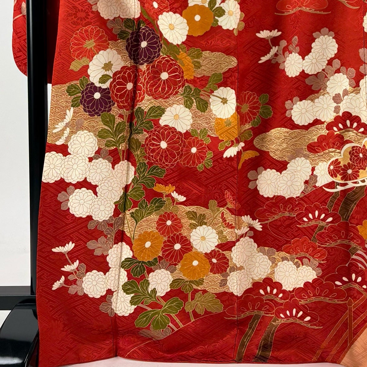 振袖 身丈169cm 裄丈68cm 正絹 名品 【中古】 振袖 身丈169cm 裄丈67cm M 袷 菊 霞 金銀彩 ぼかし 緑 正絹 秀品