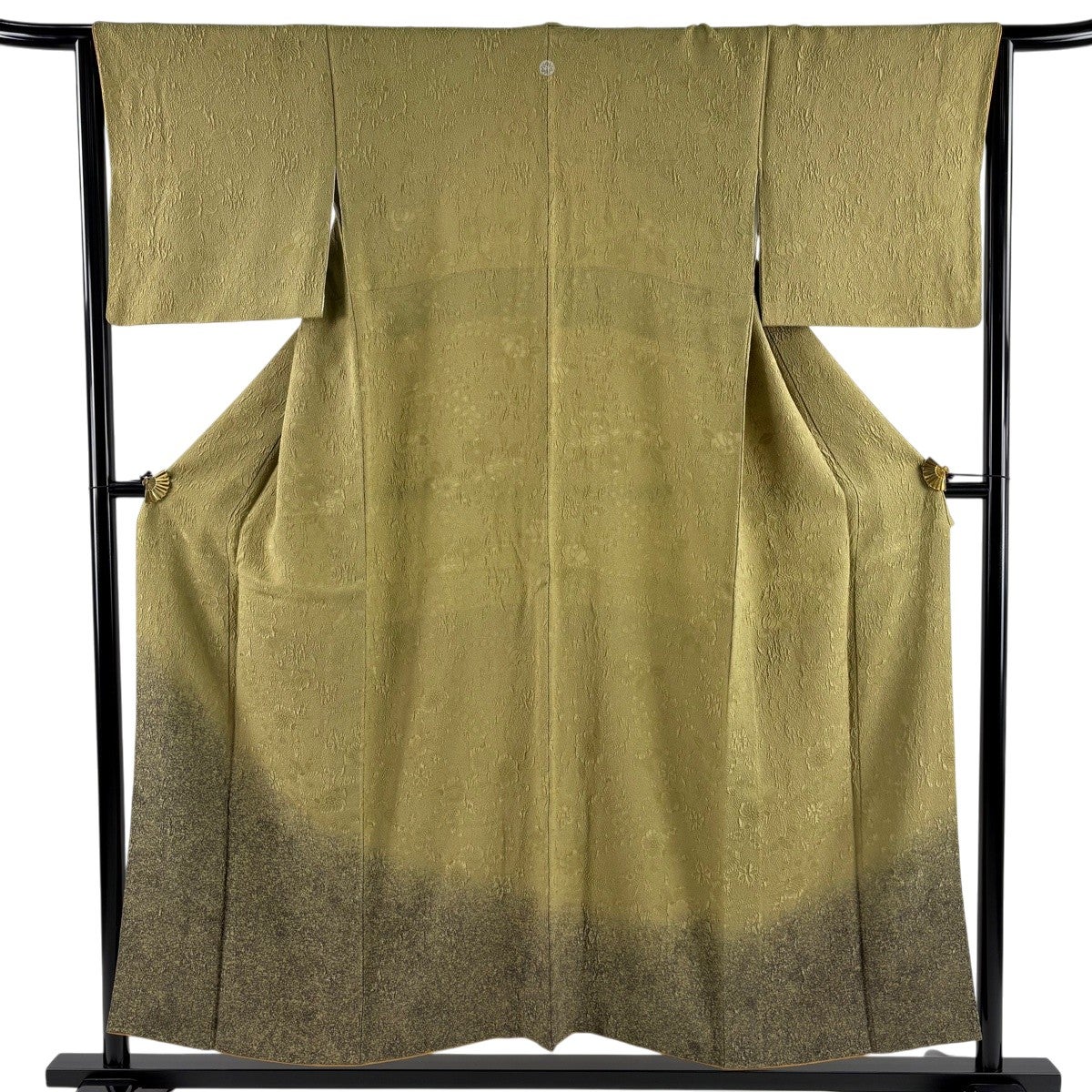 付下げ 身丈153cm 裄丈64cm 正絹 秀品 【中古】 付下げ 身丈153cm 裄丈66cm M 袷 地紋 幾何学模様 紋意匠 茶緑色 正絹