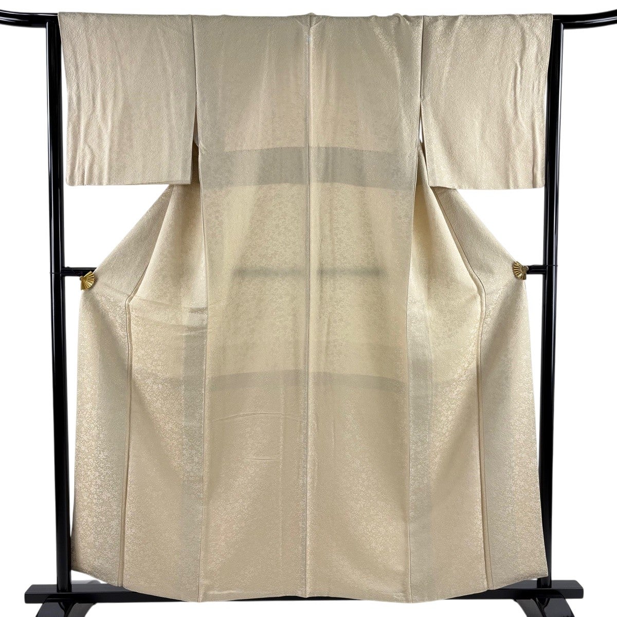 美品】 色無地 身丈162cm 裄丈64.5cm M 袷 地紋 紫 正絹 秀品 一つ紋
