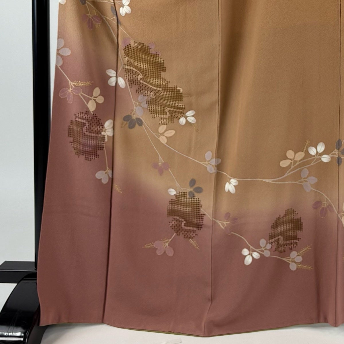 訪問着 身丈167.5cm 裄丈65.5cm M 袷 萩 雪輪 金彩 刺繍 赤茶 正絹 秀