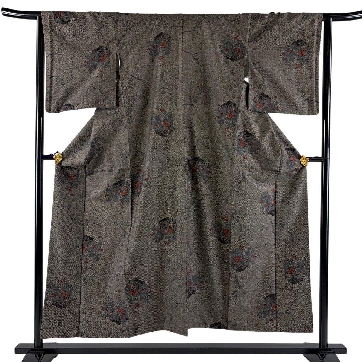 紬地 着物 中古 正絹 袷 カジュアル 黒鳶色 茶系色 身丈160cm 裄65.5cm M きもの北條 A1137-6 紬地 着物 中古 正絹 袷 カジュアル 黒鳶色 茶系色 身丈160cm 裄65.5cm