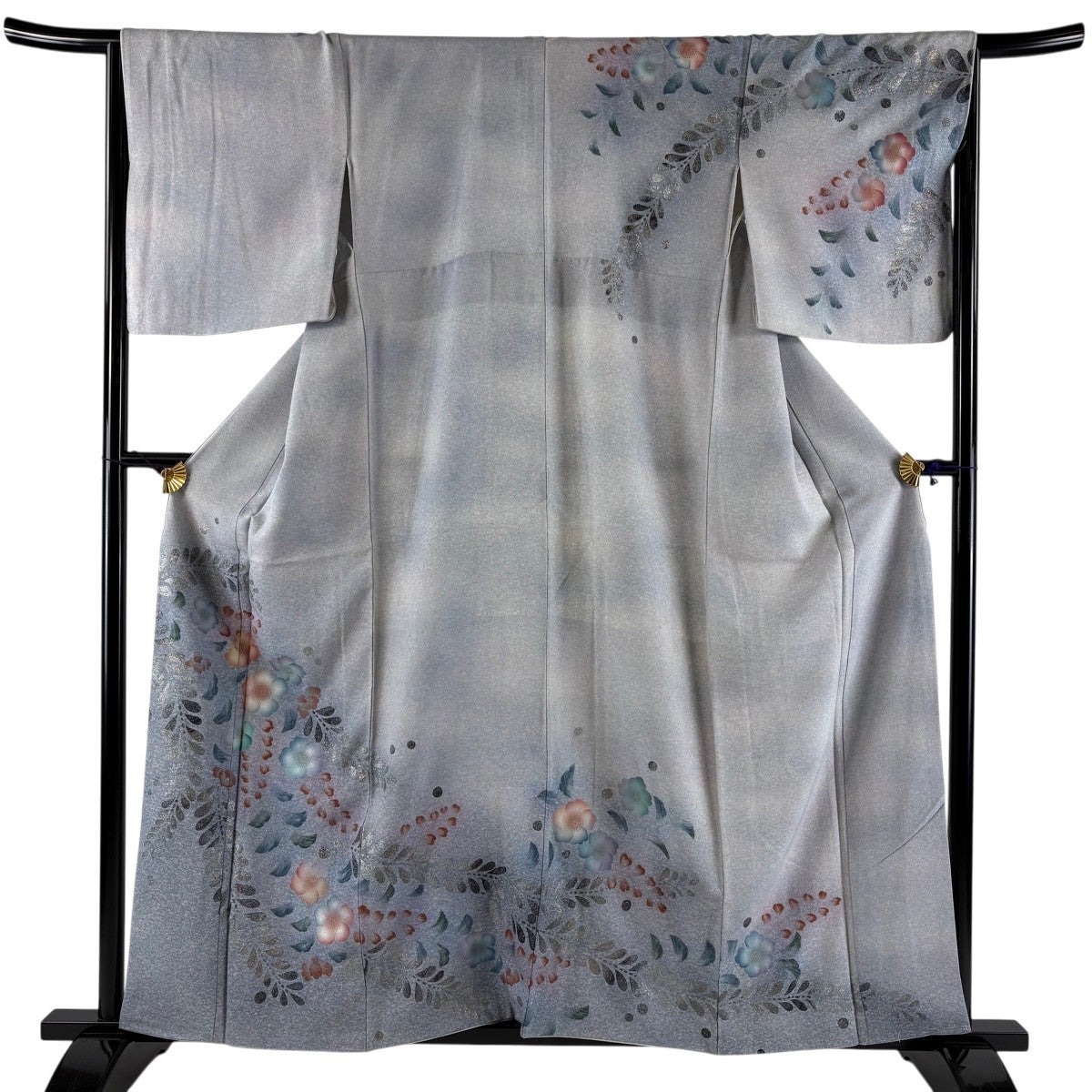 訪問着 美品 逸品 身丈159cm 裄丈62.5cm 正絹 【中古】 美品】 訪問着 身丈159cm 裄丈66.5cm M 袷 落款あり 枝花 草花 ぼかし