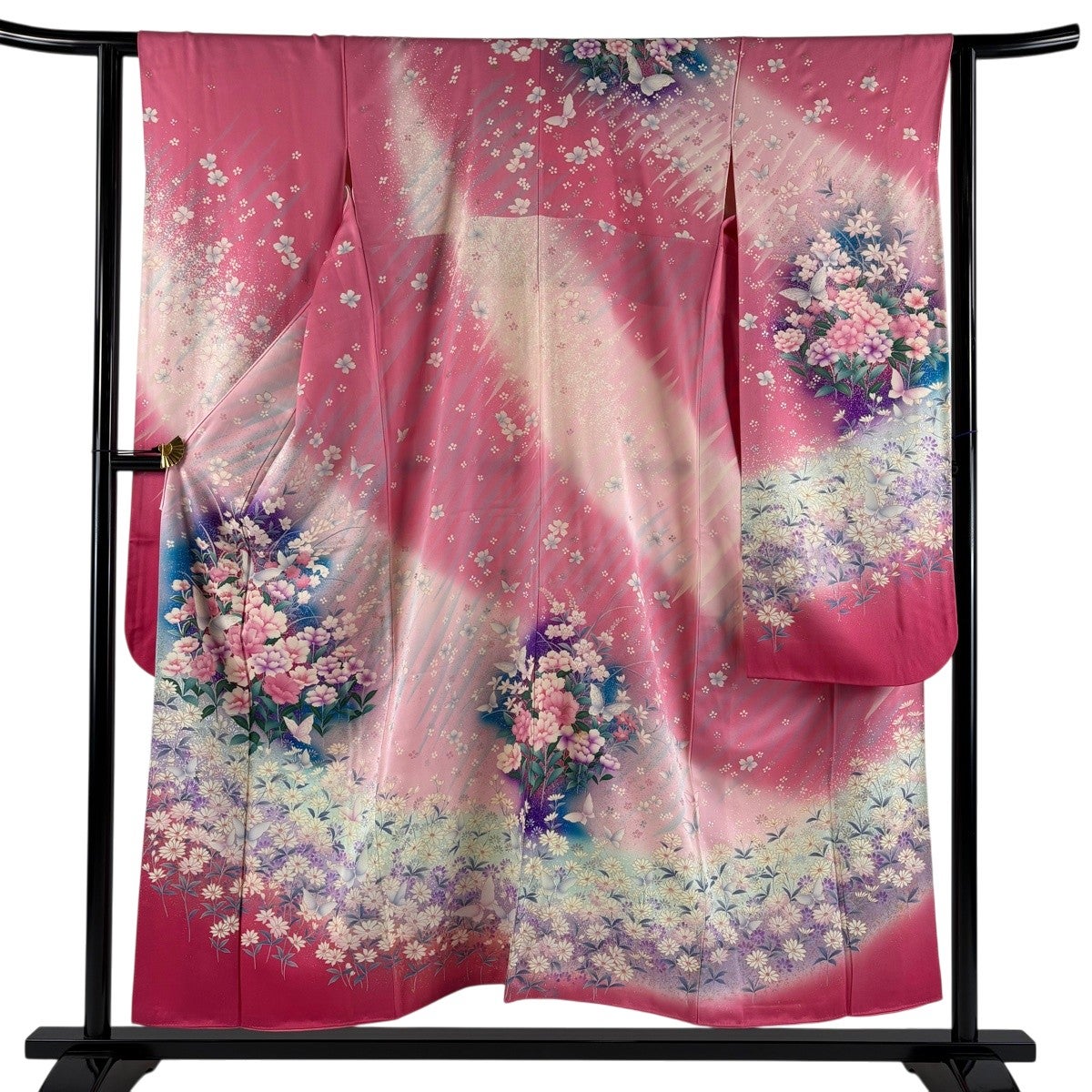 70%OFF 振袖 身丈160.5cm 裄丈65cm M 袷 秋山庄太郎 落款あり 鳥 幾何