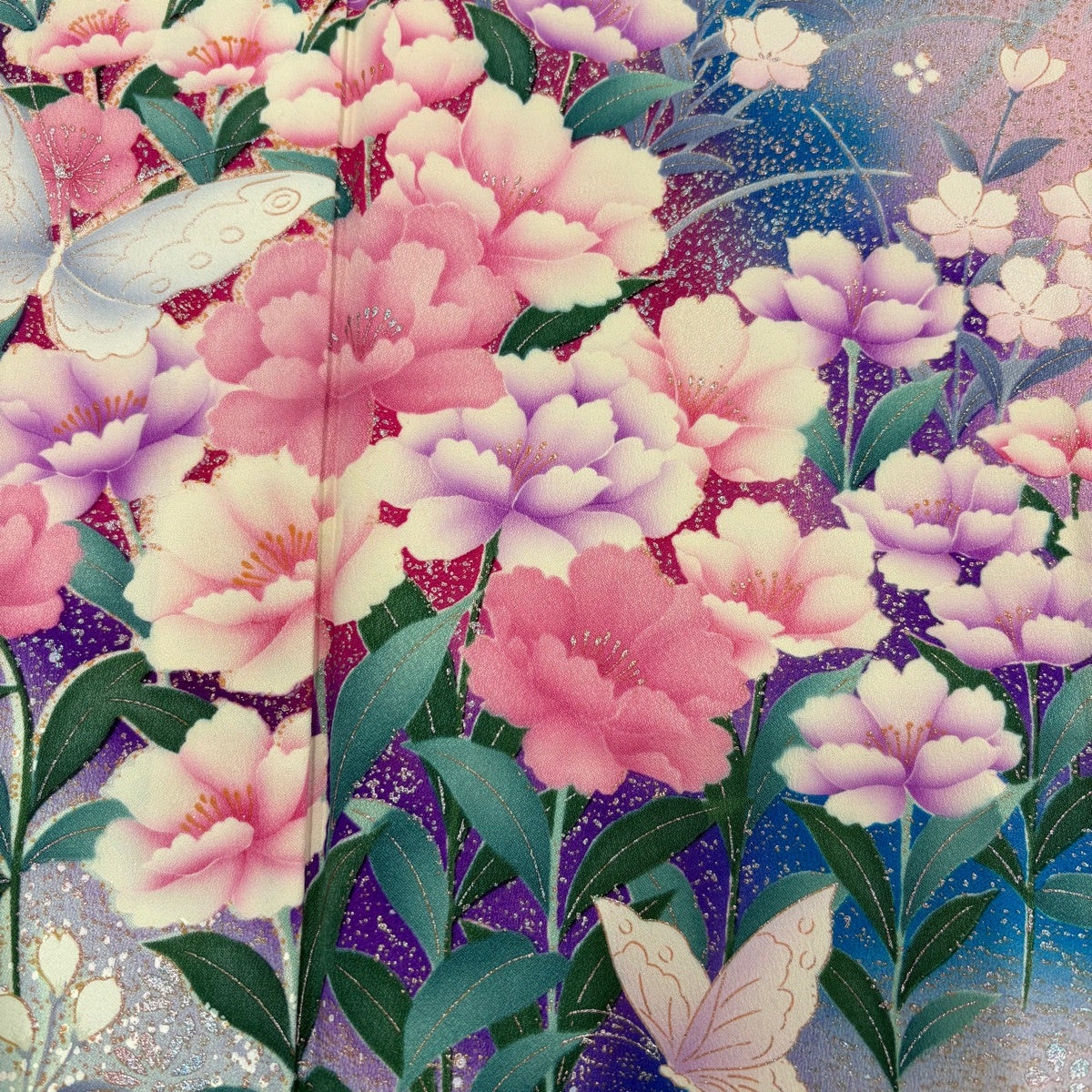 50%OFF 振袖 身丈153.5cm 裄丈63cm S 袷 秋山庄太郎 落款あり 草花 蝶