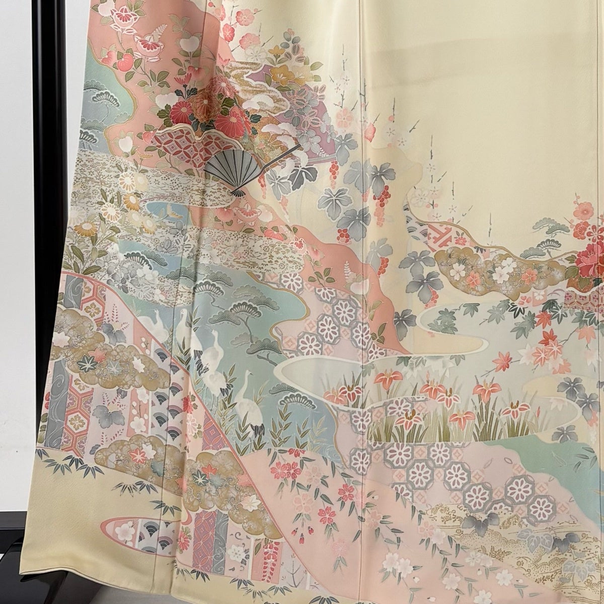 訪問着 身丈166cm 裄丈67cm 正絹 名品 【中古】 訪問着 身丈166cm 裄丈67.5cm L 袷 菊 松 金糸 金彩 灰紫
