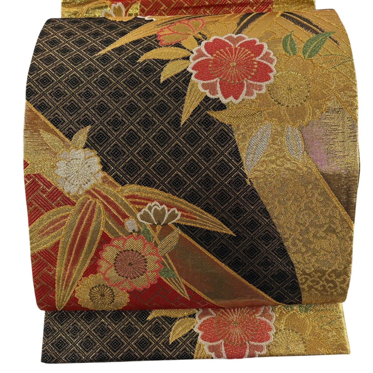 袋帯 秀品 桜 華文 金銀糸 箔 銀色 六通 正絹｜中古・古着・リサイクル