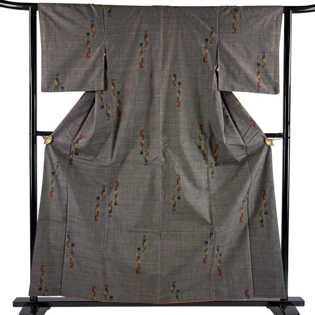 正絹 袷 大島紬 市松模様 身丈（肩から）細身 美品】 大島紬 身丈155cm 