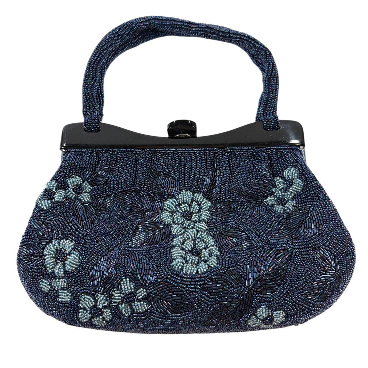 和装バッグ 秀品 ビーズバッグ フォーマル 草花 緑 ビーズ 和装小物