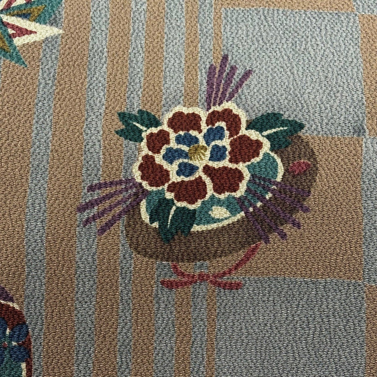 開き名古屋帯 秀品 笠 玩具 縮緬 薄茶色 正絹｜中古・古着・リサイクル