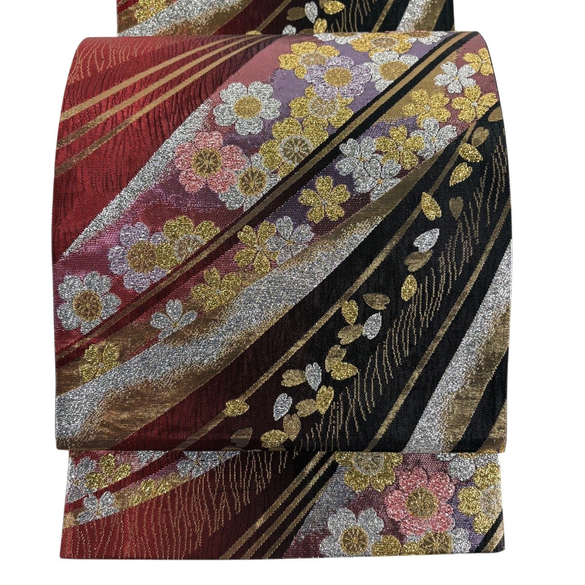 正絹 袋帯 格調高い 花びらぼかし引箔袋帯 金駒刺繍 引箔袋帯【モダンな植物】 [241021-kinho-43] - ￥126,500