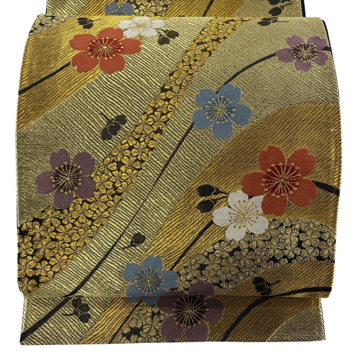美品】 袋帯 秀品 振袖向き 桜 金糸 金色 六通 正絹｜中古・古着