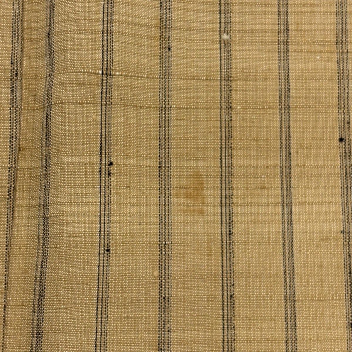 紬 身丈160cm 裄丈66cm M 袷 縦縞 薄黄土色 正絹 秀品｜中古・古着