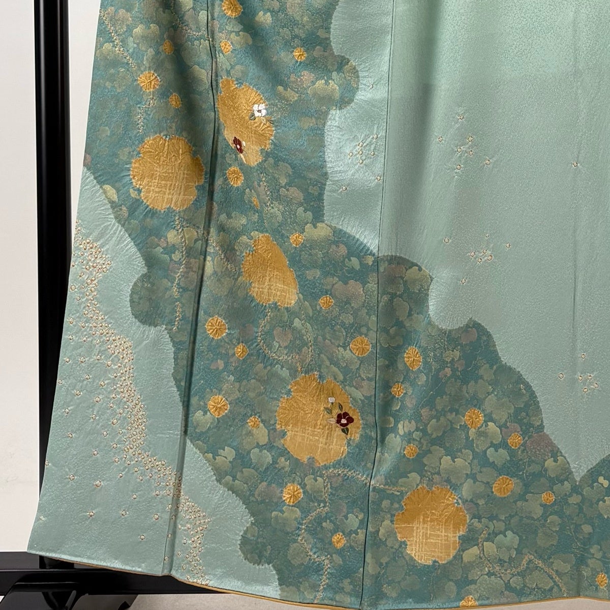 在庫一掃】 訪問着 身丈159.5cm 裄丈64cm M 袷 雪輪 草花 刺繍 絞り 薄