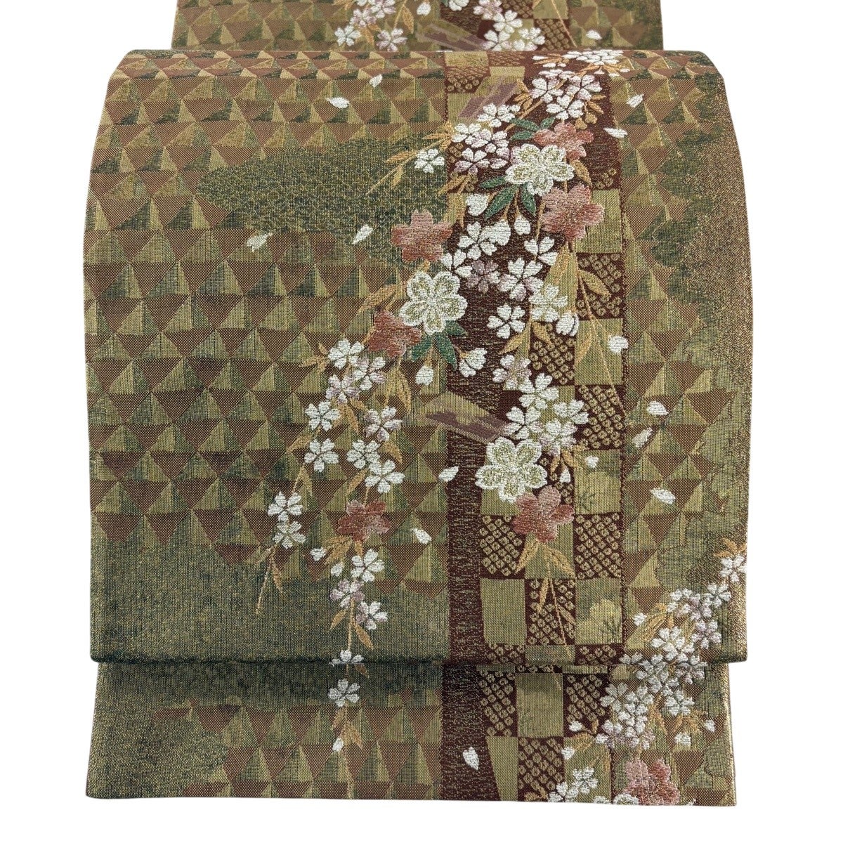 美品】 袋帯 秀品 振袖向き 辻が花柄 蝶 箔 金糸 青 六通 正絹｜中古