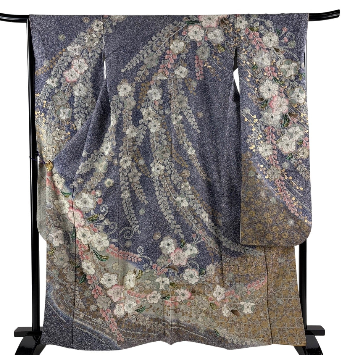 振袖 身丈162.5cm 裄丈66cm M 袷 辻が花 金彩 銀通し 青紫 正絹 逸品 振袖 身丈162.5cm 裄丈66cm M 袷 辻が花 金彩 銀通し 青紫 正絹 逸品