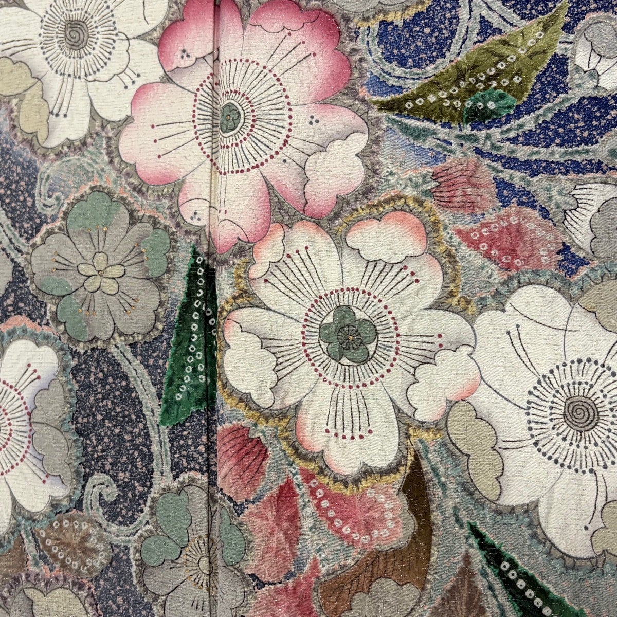 振袖 身丈162.5cm 裄丈66cm M 袷 辻が花 金彩 銀通し 青紫 正絹 逸品