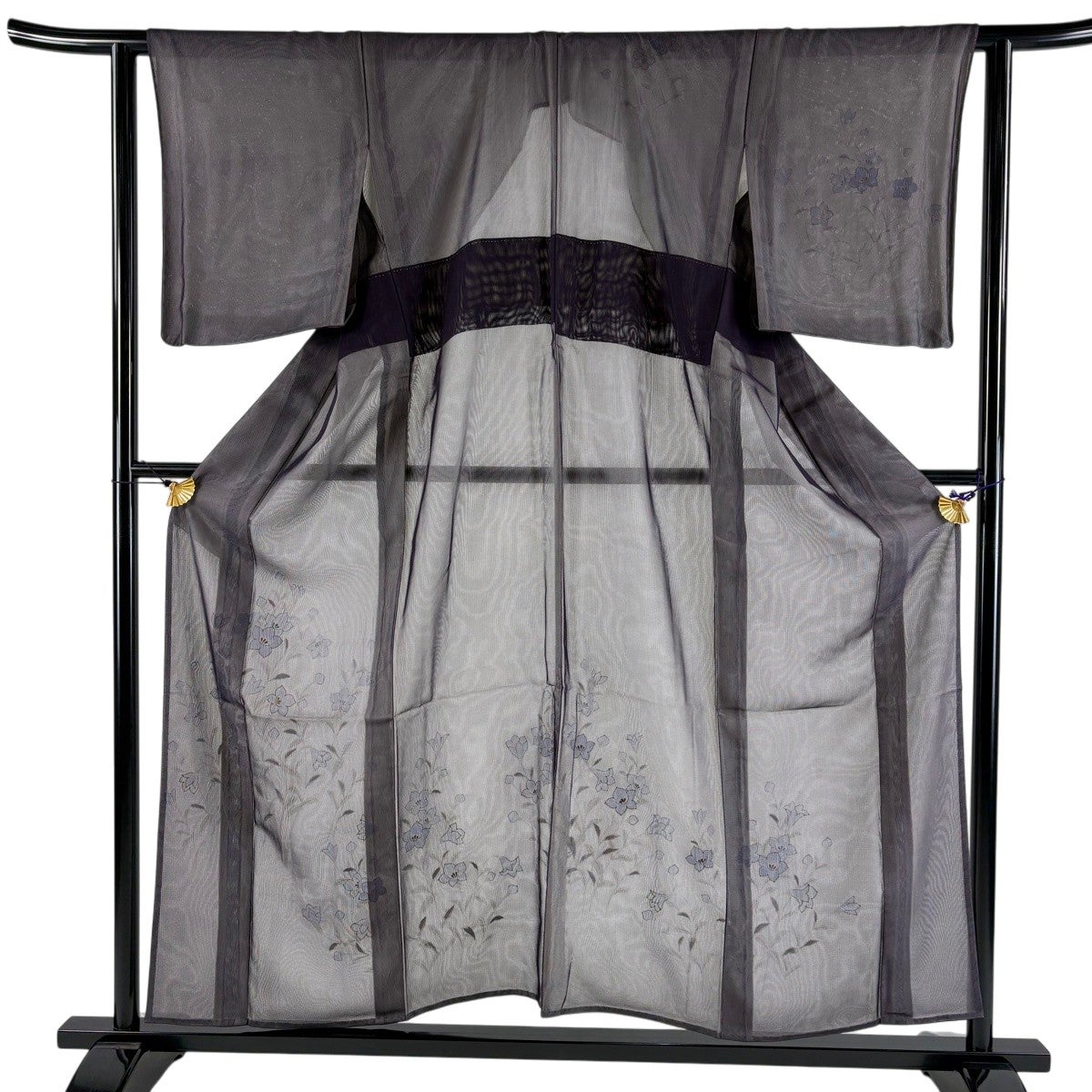 美品】 付下げ 身丈156cm 裄丈62cm S 紗絽袷 鈴乃屋 草花 金銀彩 紫
