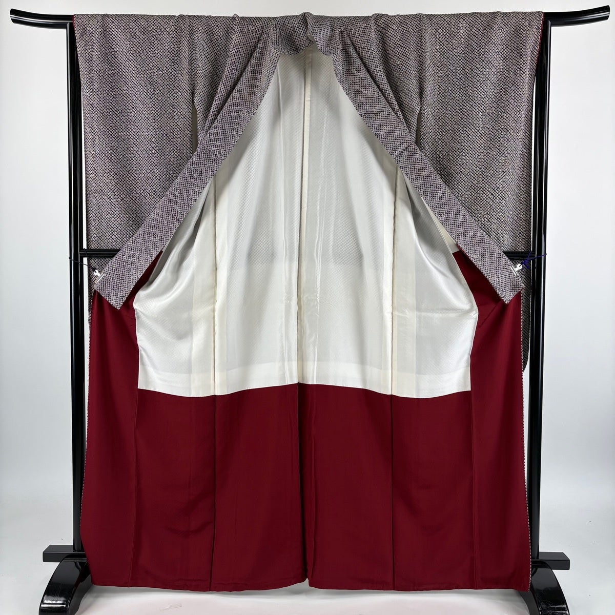 振袖 身丈165cm 裄丈64cm M 袷 総絞り 赤黒 正絹 秀品｜中古・古着