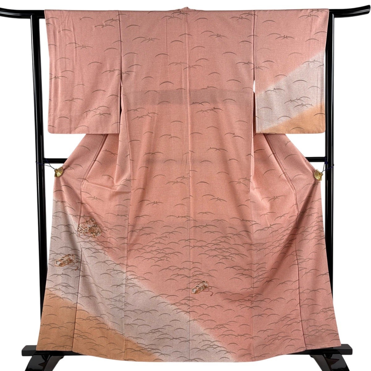 袋帯 秀品 絵箔螺鈿 文箱 琵琶 金彩 灰色 お太鼓柄 正絹｜中古・古着
