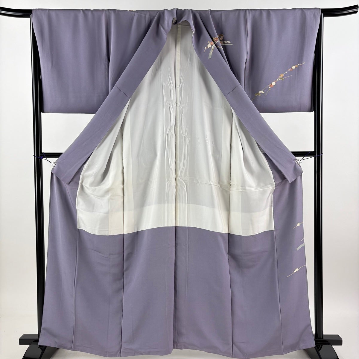 訪問着 身丈162.5cm 裄丈64cm 正絹 名品 【中古】 美品】 訪問着 身丈162.5cm 裄丈65cm M 袷 紬地 落款 枝