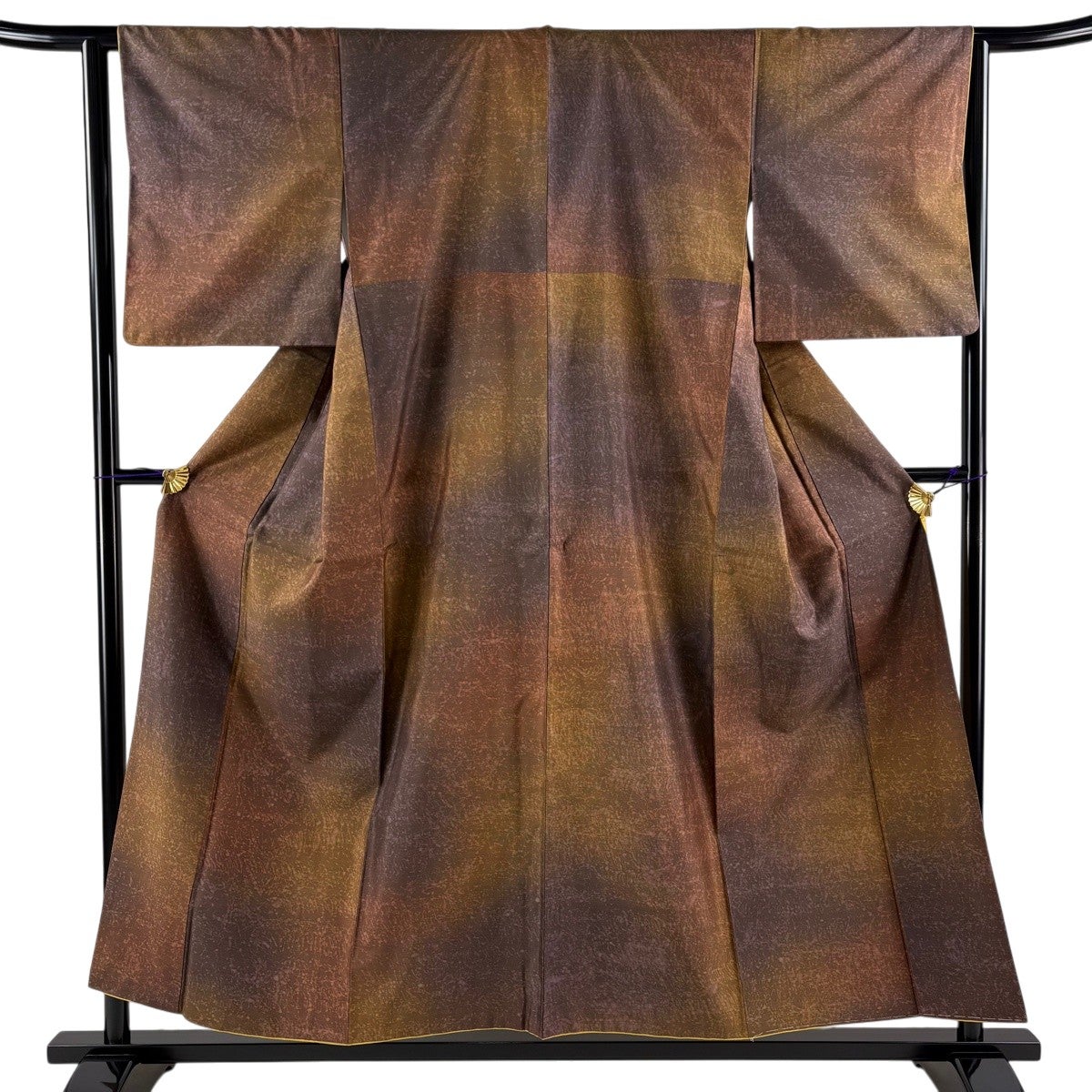 美品】 紬 身丈154.5cm 裄丈63cm S 袷 華文 鳥 茶紫 正絹 秀品｜中古