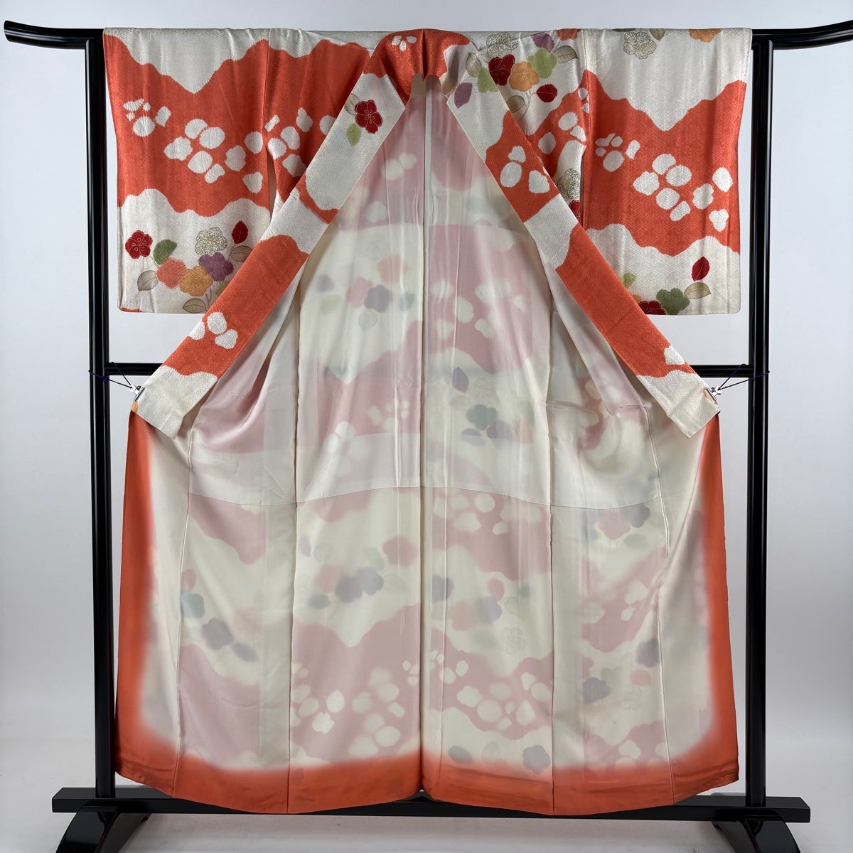 小紋美品✨ 身丈肩157 ピーチオレンジが重なり合う可憐な花模様 千總 - オンラインショップ - / 【小紋・友禅着尺】 疋田大小橘｜オレンジ