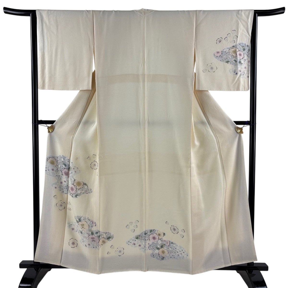 付下げ 身丈169cm 裄丈64cm 正絹 逸品 【中古】 付下げ 身丈158.5cm 裄丈64cm M 袷 辻が花 霞 クリーム 正絹 秀品