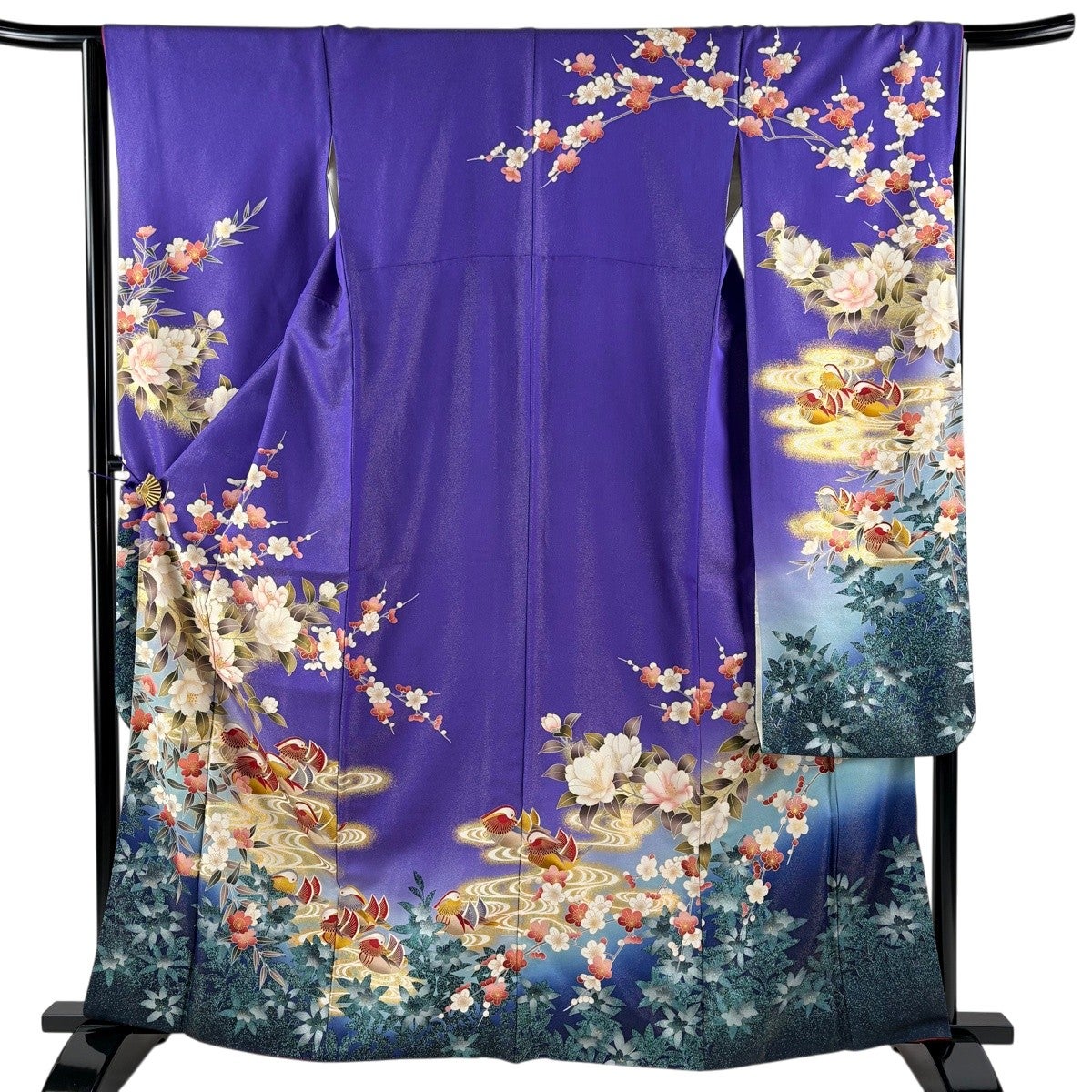 美品】 振袖 身丈154.5cm 裄丈65cm M 袷 桜 リボン ラメ ぼかし ピンク