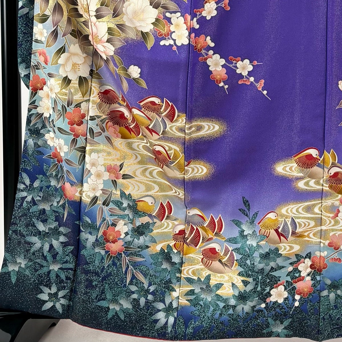 振袖 身丈162.5cm 裄丈67.5cm 正絹 名品 【中古】 振袖 身丈167cm 裄丈69cm L 袷 花鳥 宝尽くし 絞り 金彩 黒 正絹 秀品