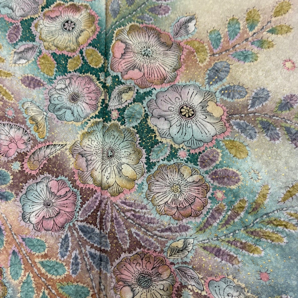 美品】 訪問着 身丈166cm 裄丈70cm L 袷 辻が花柄 金彩 ぼかし 薄小豆