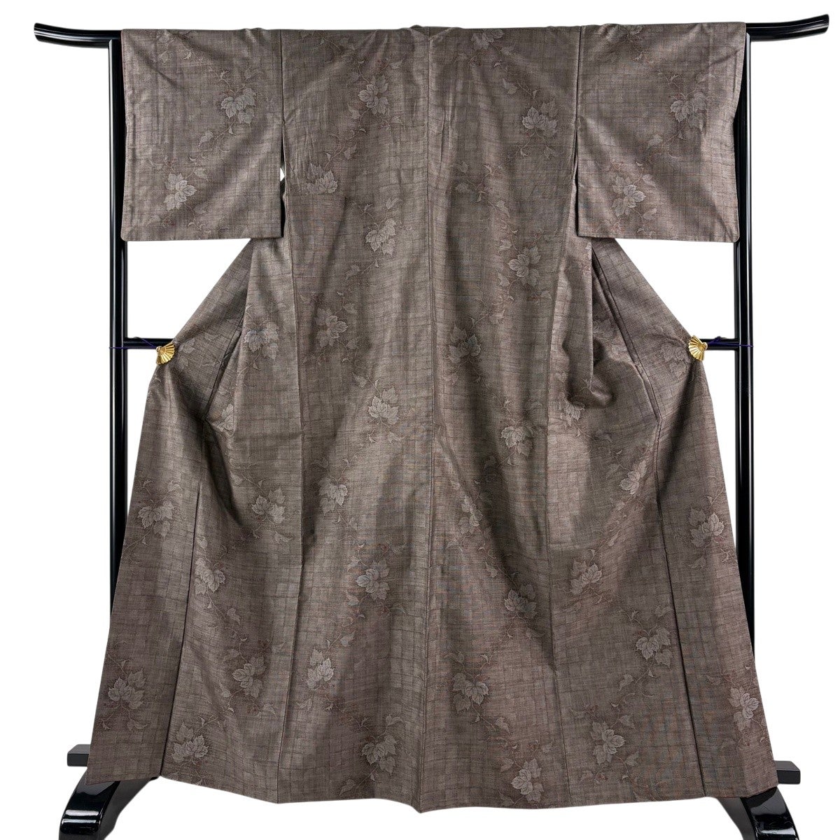 美品】 大島紬 身丈158.5cm 裄丈66cm M 袷 純泥染 証紙あり 蝶 墨色