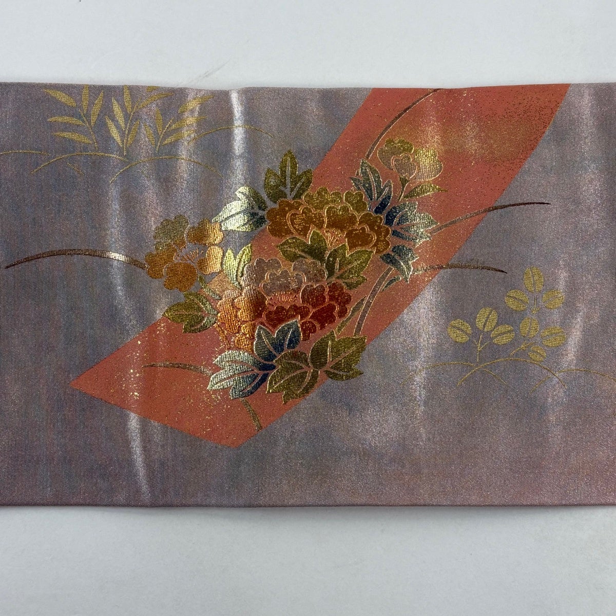 美品】 名古屋帯 優品 牡丹 菊 金銀彩 ピンク 正絹｜中古・古着