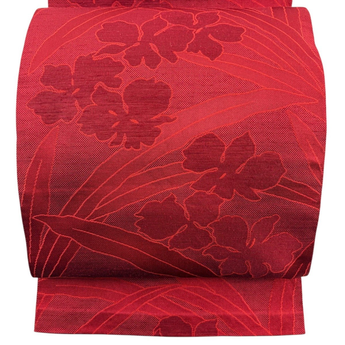 美品】 名古屋帯 優品 八寸名古屋帯 トンネル仕立て 赤 正絹｜中古